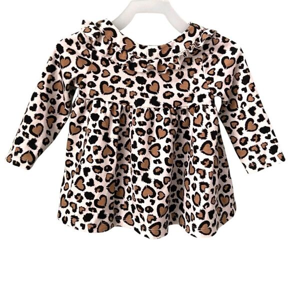 Rachel Zoe Leopard Print Long Sleeve Dress in Baby Girl Size 12M - Picture 1 of 6